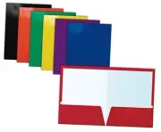 2 Pocket Glossy Laminated Paper Folders, Assorted Colors, Letter Size, Paper
