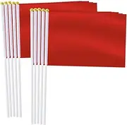 Red Handheld Small Flag Set,10 PCS 5×8 Inch Mini Pure Hand Held Banner,Tiny Digital Printed Polyester Banner