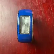 Chico's Watch Women Deep Blue Enamel Silver Bangle Cuff Need Battery Not Tested