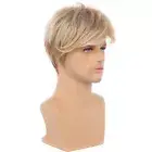 Men Blonde Short Layered Natural Synthetic Wigs Q8U1