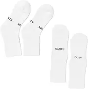 [Cozy Earth] Essential Calf Socks for Women and Men – Ultra-Soft 70% Mercerized Cotton Crew Socks 2-Pack Set – Breathable Seamless Toe – Cushioned Heel & Arch Support - Large White, White, Large