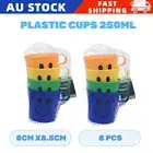 15PCS Reusable Plastic Cups 250ml Smiley Face Mug Drinking Tea Coffee Kids Water