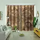 Clock with world map as background Printing 3D Blockout Curtains Fabric Window