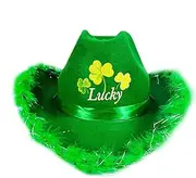 [Generic] St Patricks Day Hats for Women, Shamrock Cowboy Caps, St Patrick Day Felt Cowgirl Hats Unisex Shamrock Comfortable for Halloween Irish Festival