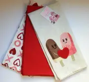 MIREILLE DESIGNS SET OF 3 KITCHEN TOWELS 20" x 28" VALENTINE NEW AUTHENTIC