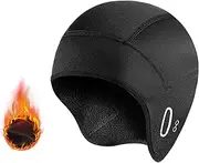 [HOIROJEK] Skull Cap Helmet Liner with Glasses Holes Winter Fleece Cycling Cap Beanie Thermal Hat for Men Women Cycling Running