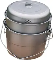 koolsoo Camping Hanging Pot Open Fire Cookware 5.5 L Steaming Pot Cooking Titanium Stew Pot Soup Pot for Backpacking Holidays Fishing