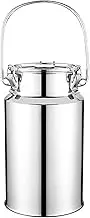 201 Stainless Steel Milk Can with Single Handle, 3-15L Milk Bucket Wine Pail Barrel Tote Jug with Sealed Lid Drink Dispenser for Liquid Container Storage, Silver, 15L