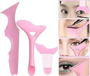3PCS Eyeliner Stencils Mascara Shield Silicone Eyeliner Applicator Tool Multifunctional Makeup Tool Eyeshadow Lipstick Mascara Eyeliner Guide Wing Eyeliner Tool for Beginners(Pink) FMOYSIEN