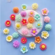 30pcs Mixed Color Charm Flower Resin Flatback For Slime Nail Decorations