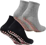 [Rakiuty] Non-Slip Socks for Men Women, Rubber Socks, Fitness Non-Slip Socks, Women's Yoga Socks, Non-Slip Yoga Socks, Pilates Yoga Socks Accessories, Grey Black, Medium Estrecho