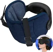SARISUN Travel Neck Pillow for Airplane, Travel Pillow for Long Flight with Sleeping Eye Mask, 360° Support Headrest for Trip, Stop Bobblehead, Portable Airplane Pillow, Mottled Blue