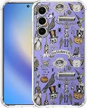 mehidpur Halloween Hippie Case for Samsung Galaxy A54,Aesthetic Skull Crow Spider Flower Collage case for Women Men, Trendy Clear Soft TPU Case for Galaxy A54