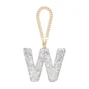 Bling Car Letter Charm, Initial W Letter Hanging Ornaments for Bag Cup, Silver