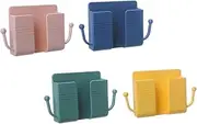 4Pcs Wall Mounted Storage Racks Adhesive Phone Charging Holders Drill Controller Organizers for Neat Home Multiple Colors