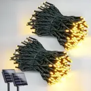 2 Pack 200 LED Solar String Lights for Outside, Solar Christmas Lights Outdoor W