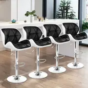 4x ALFORDSON Bar Stools Rhombus Motif Black White