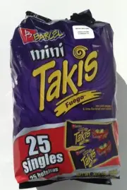 TAKI'S Fuego Mini Rolled Corn Tortilla Hot "Barcel" 25 mini bags