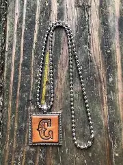 Western Block Letter 'C' Initial Leather Pendant Necklace