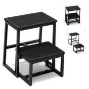 Step Stool for Kids Adults,Holds up 2-Step Stool（suface non-slip mat） Black-1