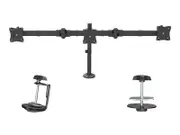 "Desk Mount Triple Monitor Arm, Ergonomic VESA 3 Monitor Mount up to 27"", Articulating & Height Adjustable Pole Mount"