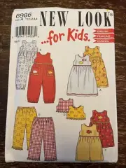 New Look 6986 UNCUT Sewing Pattern, Girls' Toddler's Dress, Romper, Size 1/2-4