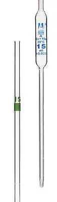 Eisco Labs 15ml Volumetric Pipette, Class A - Borosilicate Glass