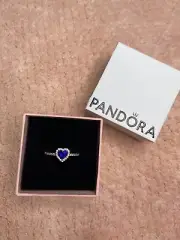 New Authentic PANDORA Rose Gold Sparkling Blue Elevated Heart Ring size6, 6.5, 7