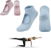 [Andiker] Yoga Socks, 2 Pairs Non-Slip Pilates Socks, Non-Slip Elastic Sports Socks, Instep Socks for Women and Girls, Pilates, Ballet, Fitness, Yoga