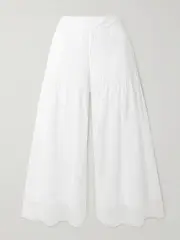 [Christopher Esber] Christopher Esber - Vanished Pintucked Cotton-muslin Wide-leg Pants - White - UK 4 UK 4 White