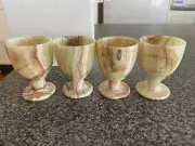 Set of 4 Alabaster Egg Cups from Egypt