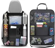 Resszo Car Back Seat Organizer for Kids, Kick Mats Back Seat Protector with 10 Inch Touch Screen Tablet Holder, 10 Pockets, Kids Toy Storage