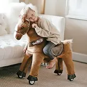 WondeRides Ride on Horse Toy, Kids Ride on Toy for 3-5 Years Old, Small Size, 30.1 Inch Height, Premium Plush Walking Horse Animal Giddy up Pony Mechanical Riding Horse for Boys and Girls.