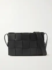 [Bottega Veneta] Bottega Veneta - Cassette Intrecciato Leather Shoulder Bag - Black - One size One size Black