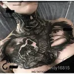 【紐曼紋身貼批發699免運】MG TATTOO 歐美闇黑西海岸匪幫硬核大圖花胸後背紋身貼紙啞光持久