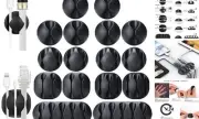 Cable Clips, 16 Pack Black Self Adhesive Cord Holder, Ideal Cable Management