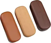[Baluue] 3Pcs Hard Shell Eyeglass Cases Retro Grain Sunglasses Storage Durable Lightweight Eye Glass Carry Cases for Men Women Multi Purpose Organizer Deep Natural Color