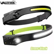 COB LED Headlamp USB Rechargeable Headlight Torch Work Light Headband Lamp Bar