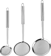 AUEAR, 3 Pack Hot Pot Fat Skimmer Spoon Stainless Steel Fine Mesh Food Strainer for Oil Filter Skimming Grease Foam Gravy