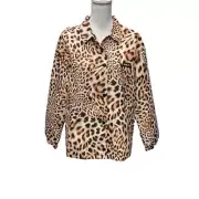 RVCA Elemental Coaches Jacket Womens Size L Leopard Animal Print Water Resistant