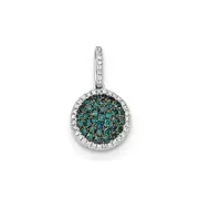 14k White Gold Diamond & Pav‚ Blue Diamond Pendant
