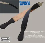 Set of barber Straight Edge Cut Throat Shaving Razor Blade &Leather Strop/Belt