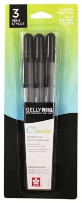 Sakura Gelly Roll Medium Point Pens 3/Pkg-Black 37581