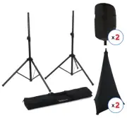 Gator Frameworks Standard Aluminum Speaker Stands with Scrims and Speaker Covers