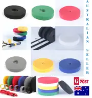 Hook & Loop Back To Back Strap Tape Roll Black White Green Yellow Blue Red Grey