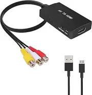 RCA to HDMI Converter, Composite AV to HDMI Adapter Support 1080P, PAL/NTSC Compatible for Xbox, N64, PS3, TV, STB, VHS, VCR, DVD