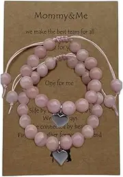 [DOLON] Handmade Rhinestone Crystal Beaded Heart Charm Grandma and Granddaughter/Mommy and Me/Mother Daughter/Aunt Niece/Matching Bracelet Set for Back to School Birthday Christmas Jewelry Gift