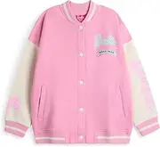 Girls Bomber Jacket Kids Barbie Dream Team Graphic Print Varsity Jacket in Pink Zipped Baseball Jacket Fashion Movie