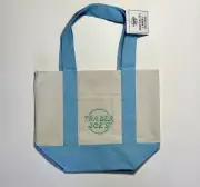 NEW Trader Joe’s Mini Pastel Canvas Tote Bag Blue SHIP SAMEDAY