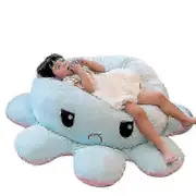 Reversible Octopus Stuffed Animal, Large Plush Octopus Cushion Pillow Toys H Blue 90cm